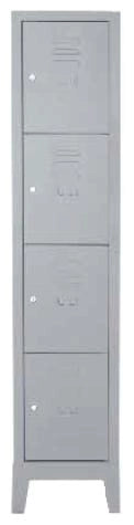 Armadio casellario in metallo verniciato grigio a 4 vani cm. 35x38/50x180h