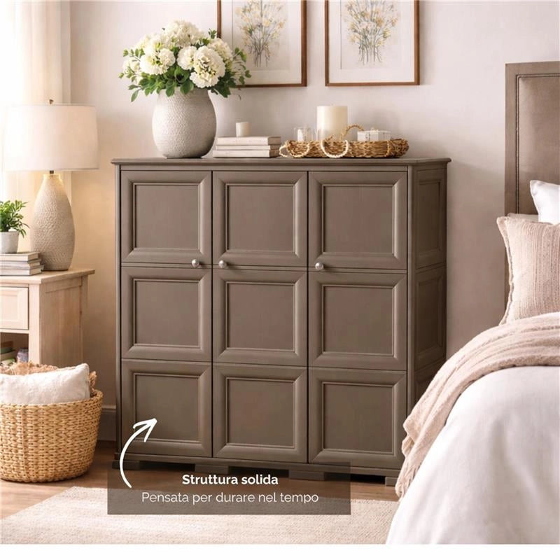 ARMADIO 3 ANTE WENGÉ 118X43X125 CM CON PUNTALI, SOLUZIONE ORGANIZZAZIONE CASA SALVASPAZIO PER ZONA GIORNO E INGRESSO