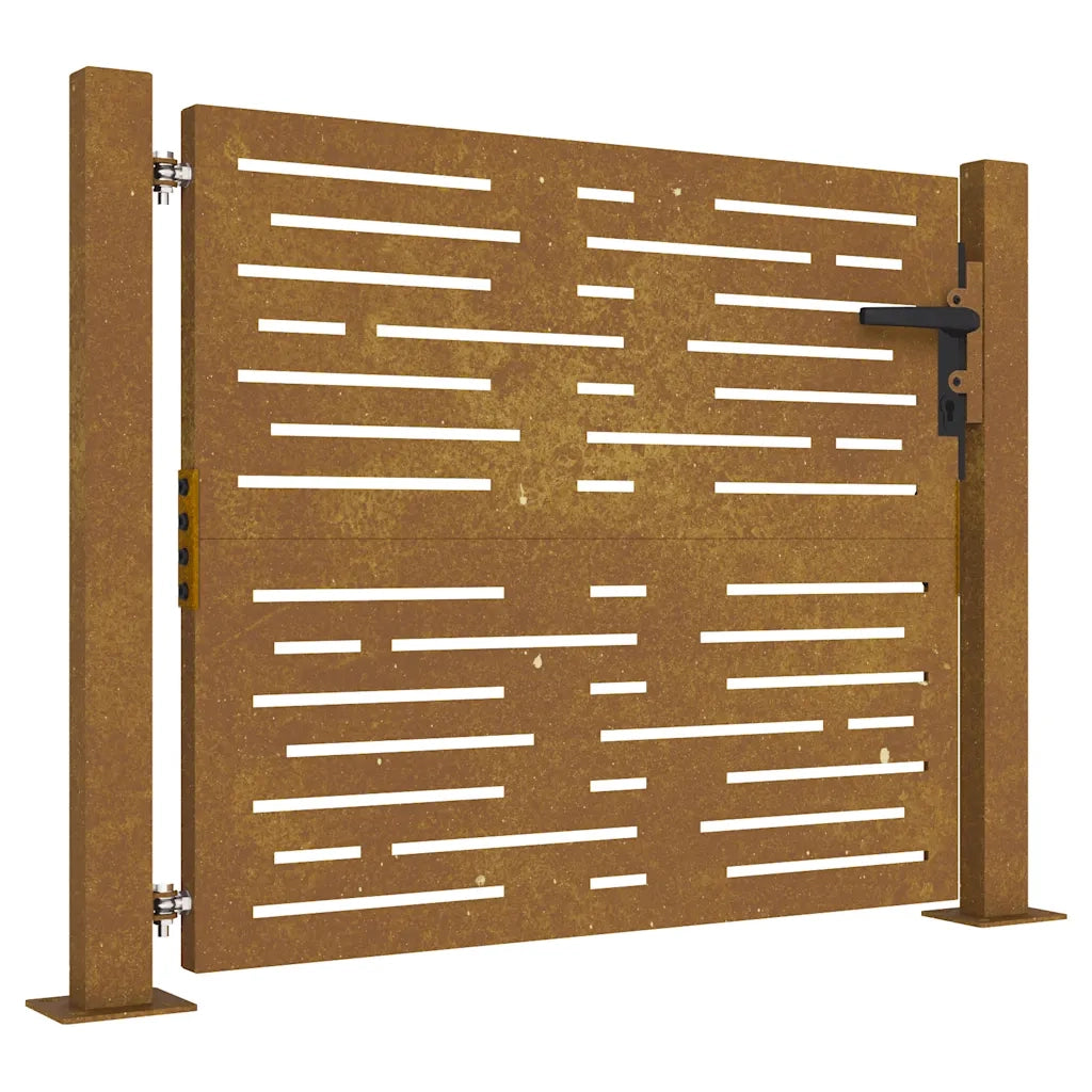 vidaXL Cancello da Giardino 105x105 cm Acciaio Corten Design Quadrato