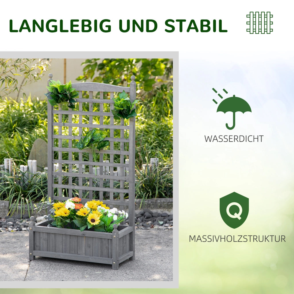 Vaso da fiori con graticcio per piante rampicanti ¨C zephmum ¨C grigio legno 64x28x120 cm