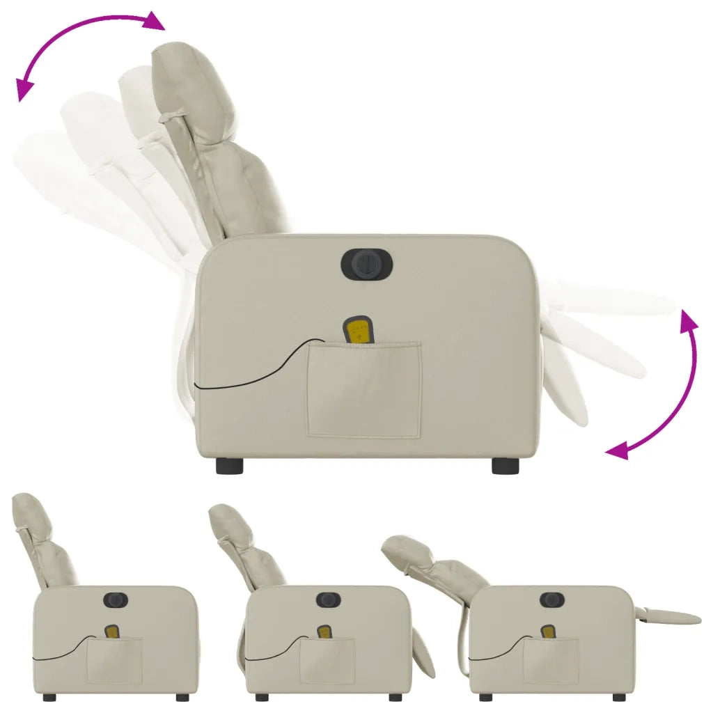 Divano Sedia-Poltrona Massaggiante Elettrica Reclinabile Crema Similpelle 642909