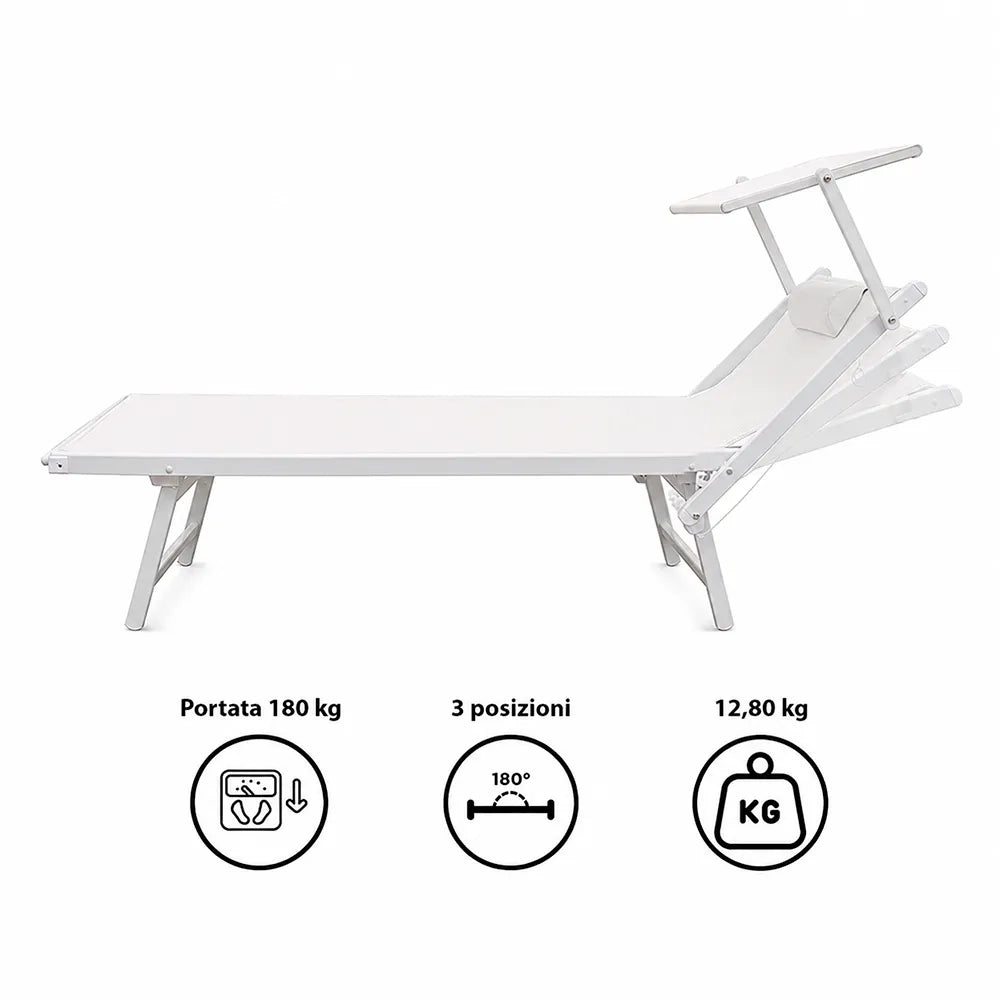 Lettino Mare L-Mediterraneo PLUS - Grigio/Bianco