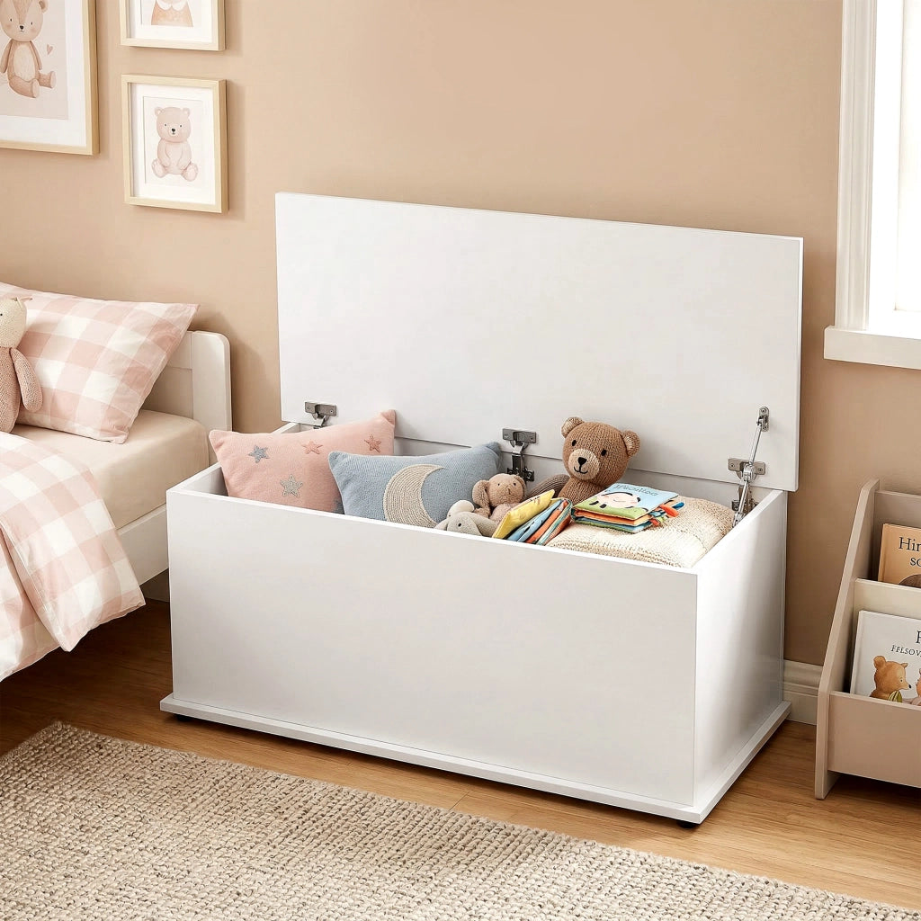 Cassapanca Contenitore Multiuso in Legno ¨C Zephmum ¨C Bianco 100x40x40cm
