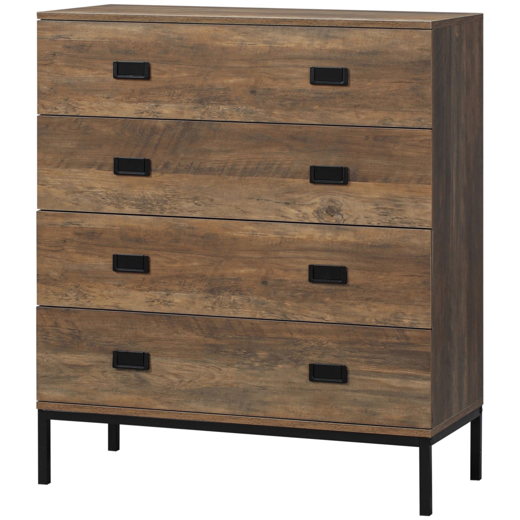 Cassettiera 4 Cassetti in Truciolato e Metallo ¨C zephmum ¨C 80x39x95 cm Marrone