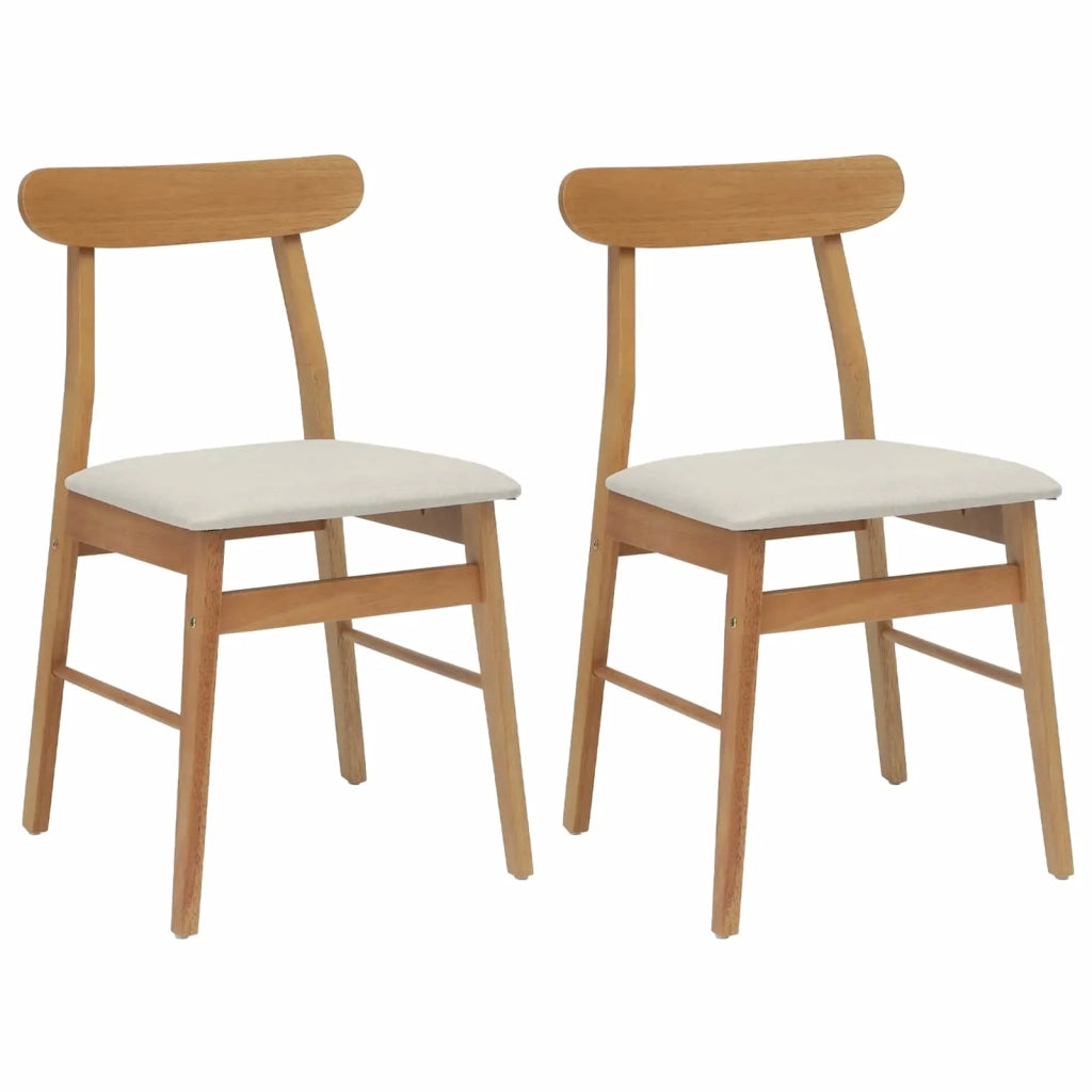 Sedia da pranzo 2 pcs Naturale e chiaro Legno di gomma solido