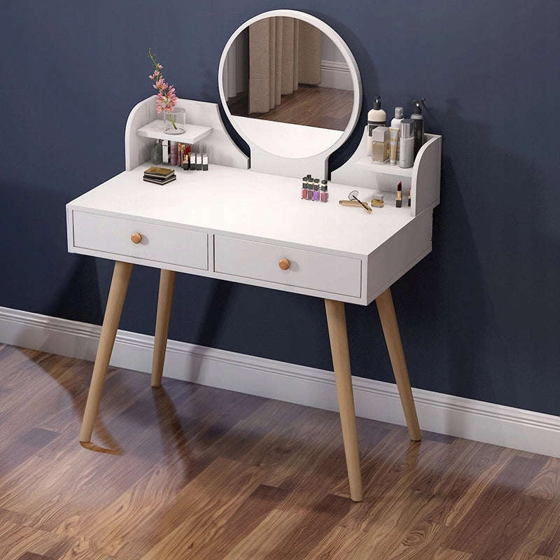 Toeletta da trucco con specchio, bianca, grande, con cassetti, stile loft, 80 cm