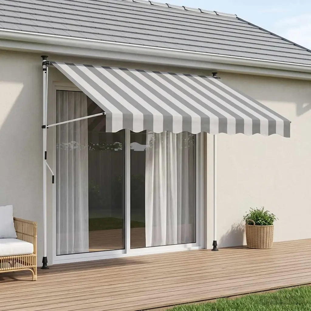 Tenda retrattile manuale Antracite e Bianco 250 cm 42037026