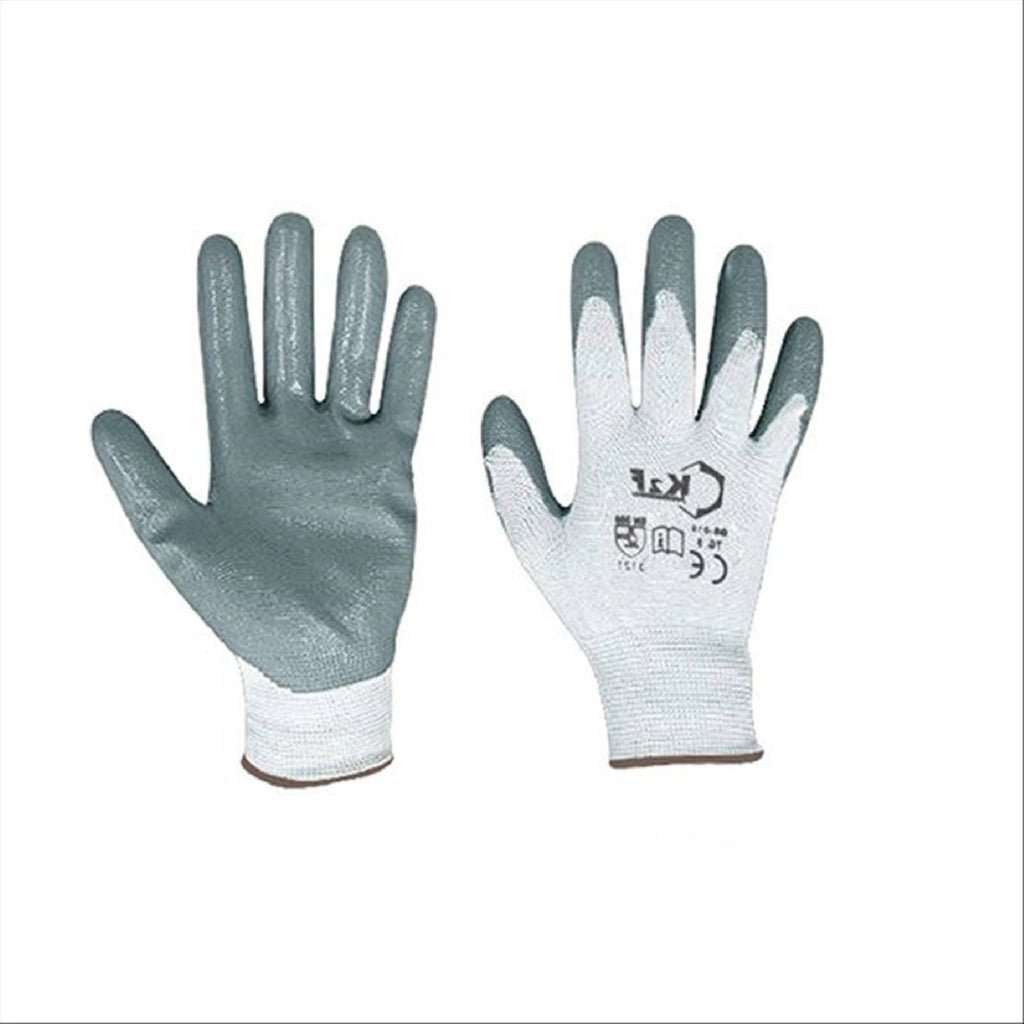 Guanti nitrile tg 8 nylon grigio 12 paia bricolage lavoro casa edile fai da te