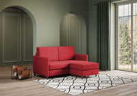 Divano 2 Posti con Pouf 138x155x85 cm Karay in Tessuto Rosso