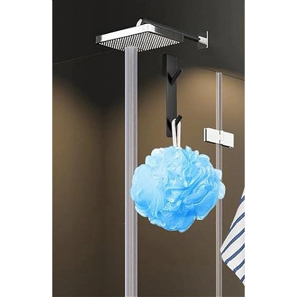 Trade Shop - Gancio Doppio Per Porta Box Doccia Appendere Asciugamani Bagno 4x18cm Nero 87771 -