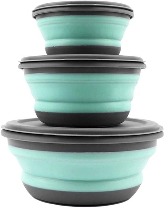 Set di 3 Scatole Opneumatiche in Silicone - Sicure per Alimenti - Liscio - Ideale per Campeggiatori - Facile da Trasportare - Spazievantaggiante - Scatola in Silicone
