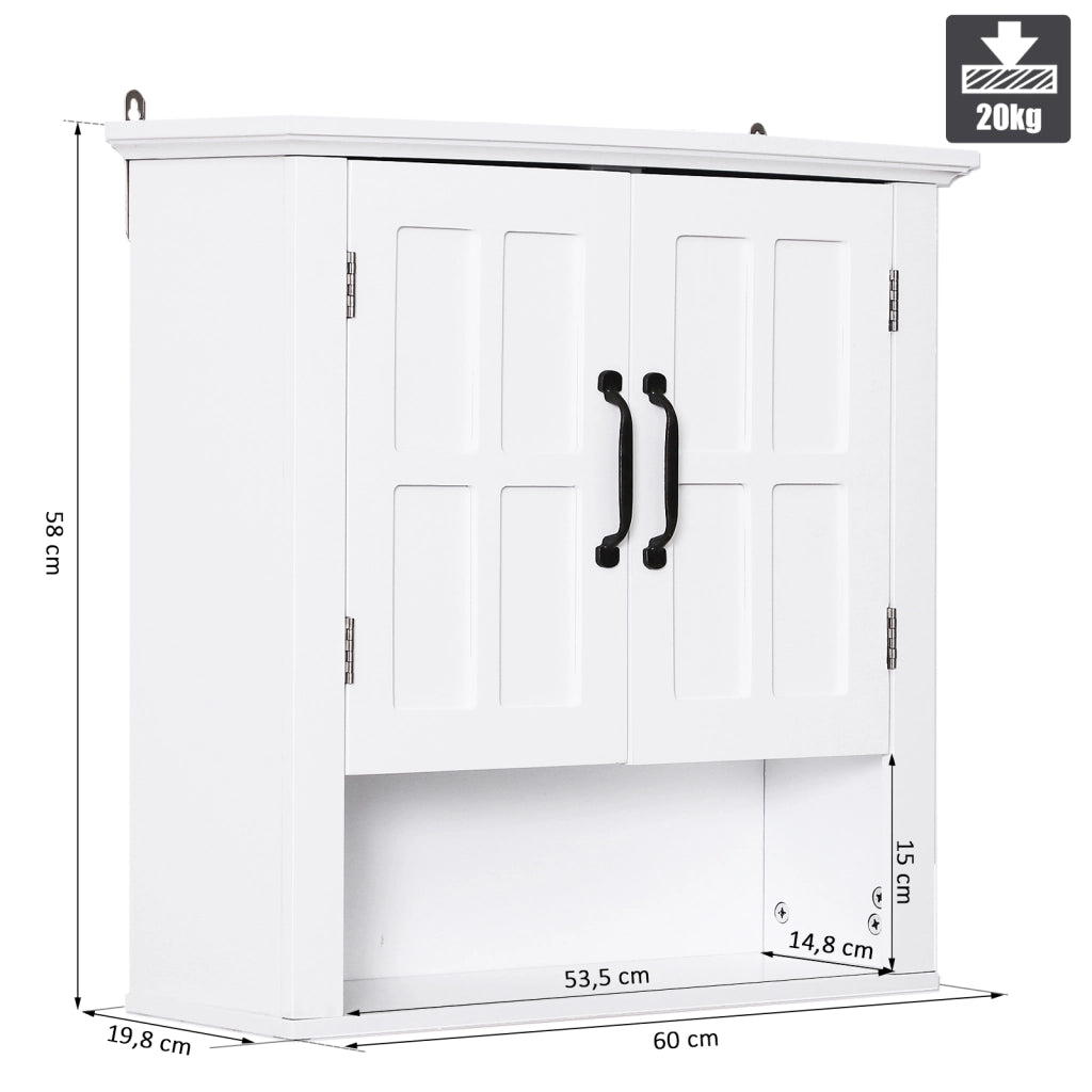 Armadietto da Bagno Pensile ¨C zephmum ¨C Bianco 60x20x58 cm