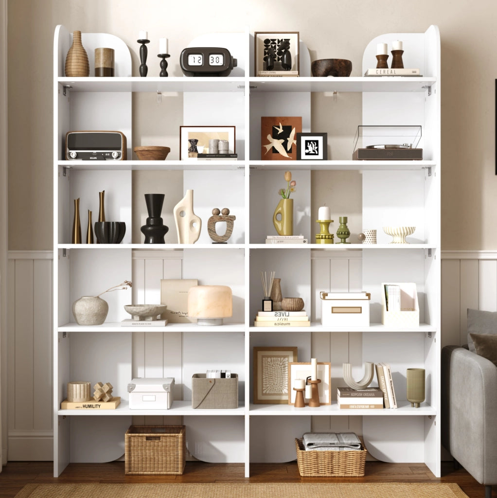 Libreria aperta a 5 ripiani 160x135x25 cm in pannello truciolare bianco