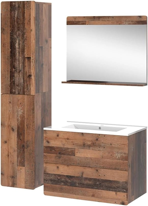 Specchio da bagno Izan, Grigio, 80.1 x 62 cm, a parete, combinabile con altri mobili da bagno Izan