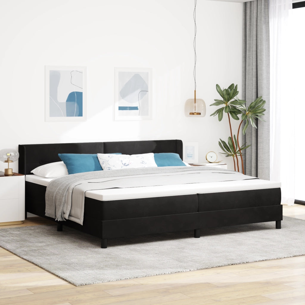 Letto Box Spring  con Materasso Nero 200x200 cm Velluto