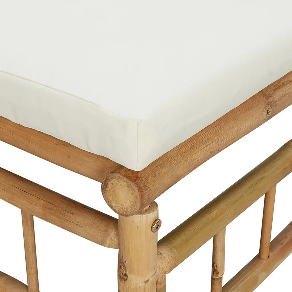 Poggiapiedi da Giardino con Cuscino Bianco Crema in Bamb¨´ CFW7891274