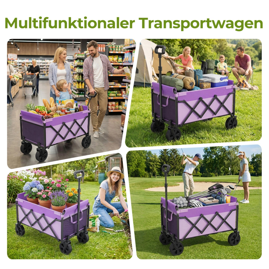 CARRELLO PIEGHEVOLE 74x46x96,5 cm Acciaio Viola con manico regolabile