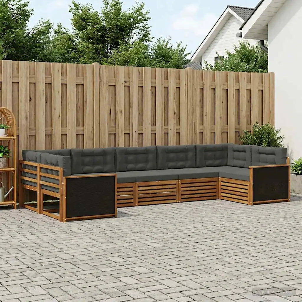 Set di divani da esterno con cuscino 7 pcs Naturale e Antracite