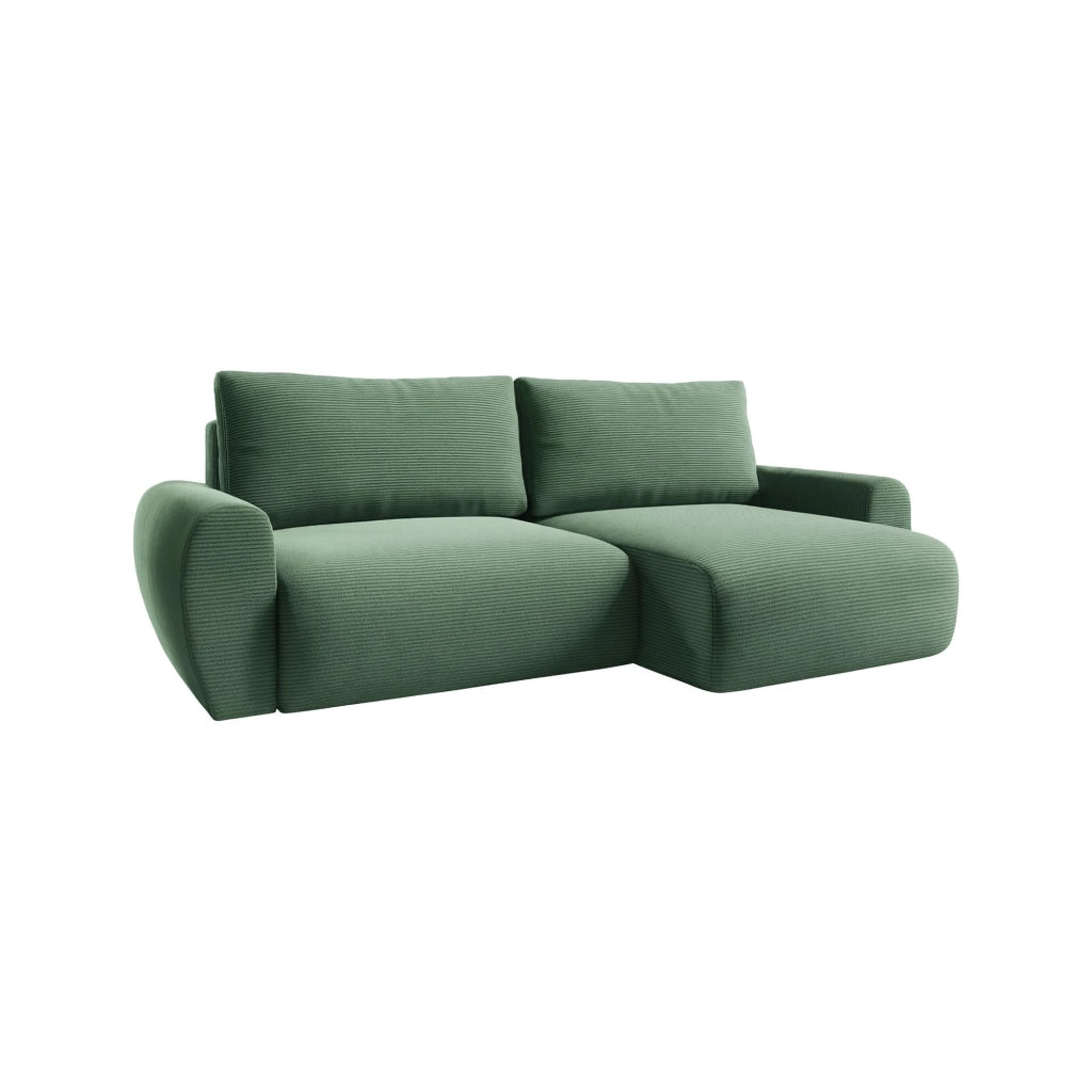 Paullo, Divano Letto con Penisola Contenitore, 253x153 cm Verde