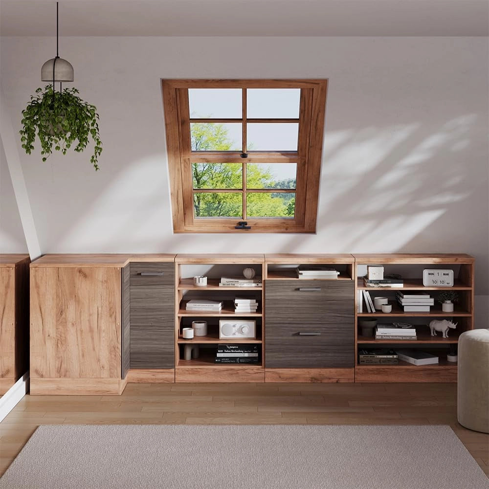 Mobile sottotetto Mobile angolare Rion, Grigio nobile, 75.6 x 81.6 cm con 1 porta, carcassa dell’armadio profondità 60 cm, adatto per il salvaspazio sotto tetti spioventi