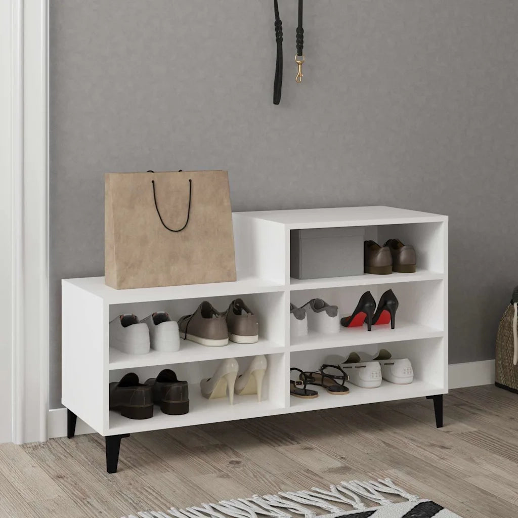 Scarpiera-Scaffale per scarpe Bianca 102x36x60 cm in Legno Multistrato 186201