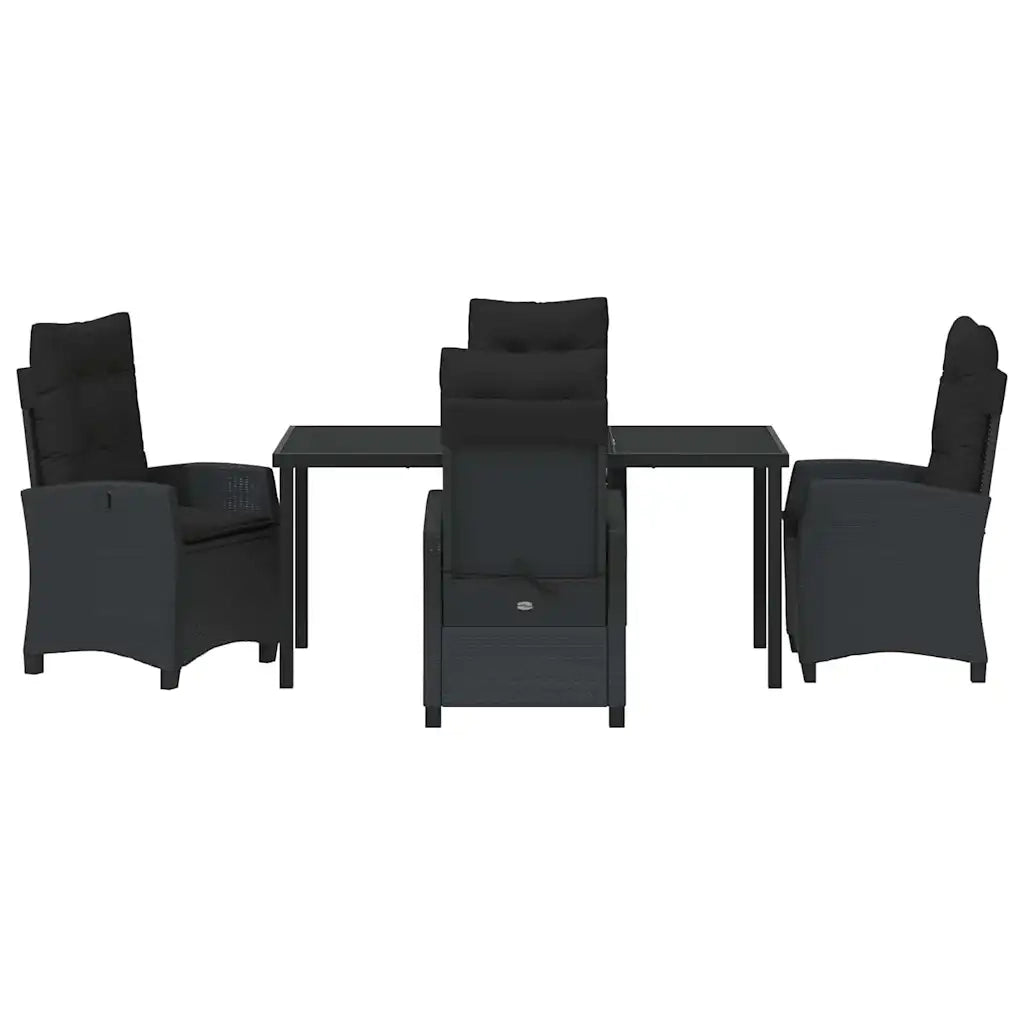 Set da Pranzo per Giardino con cuscino 5 pcs Nero polyrattan 3380375
