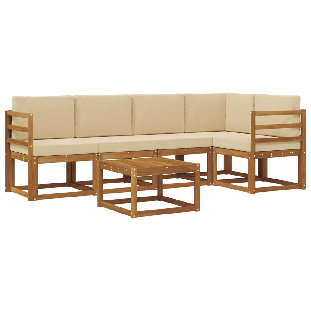 Set di divani da esterno con cuscino 6 pcs Naturale e Beige 3366416