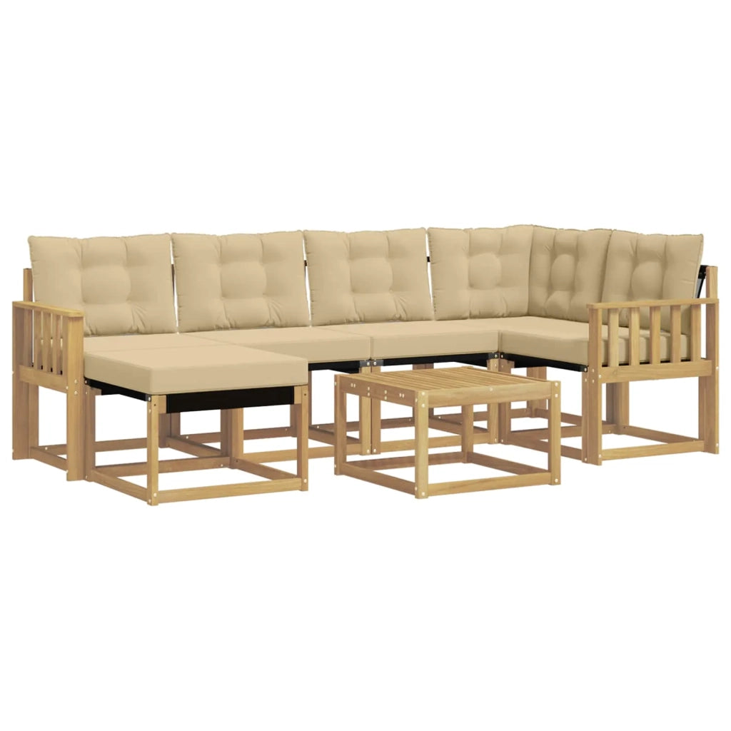 Set di divani da esterno con cuscino 7 pcs Bianco e Beige 3389667