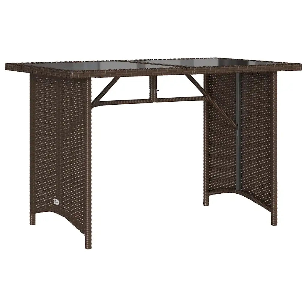 Tavolo Giardino Piano in Vetro Marrone 110x68x70 cm Polyrattan
