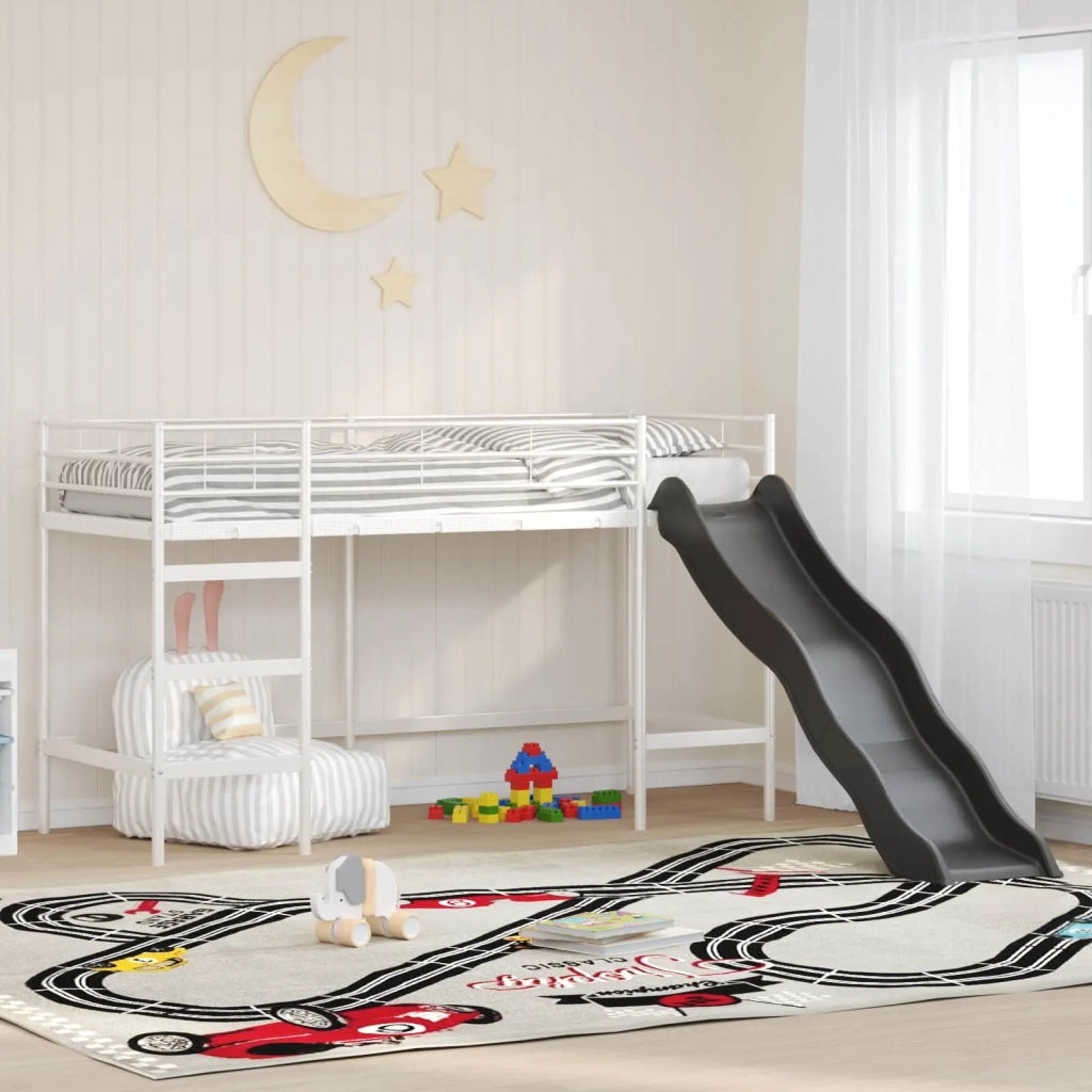 Letto loft per bambini con scivolo Bianco e Antracite 42020784