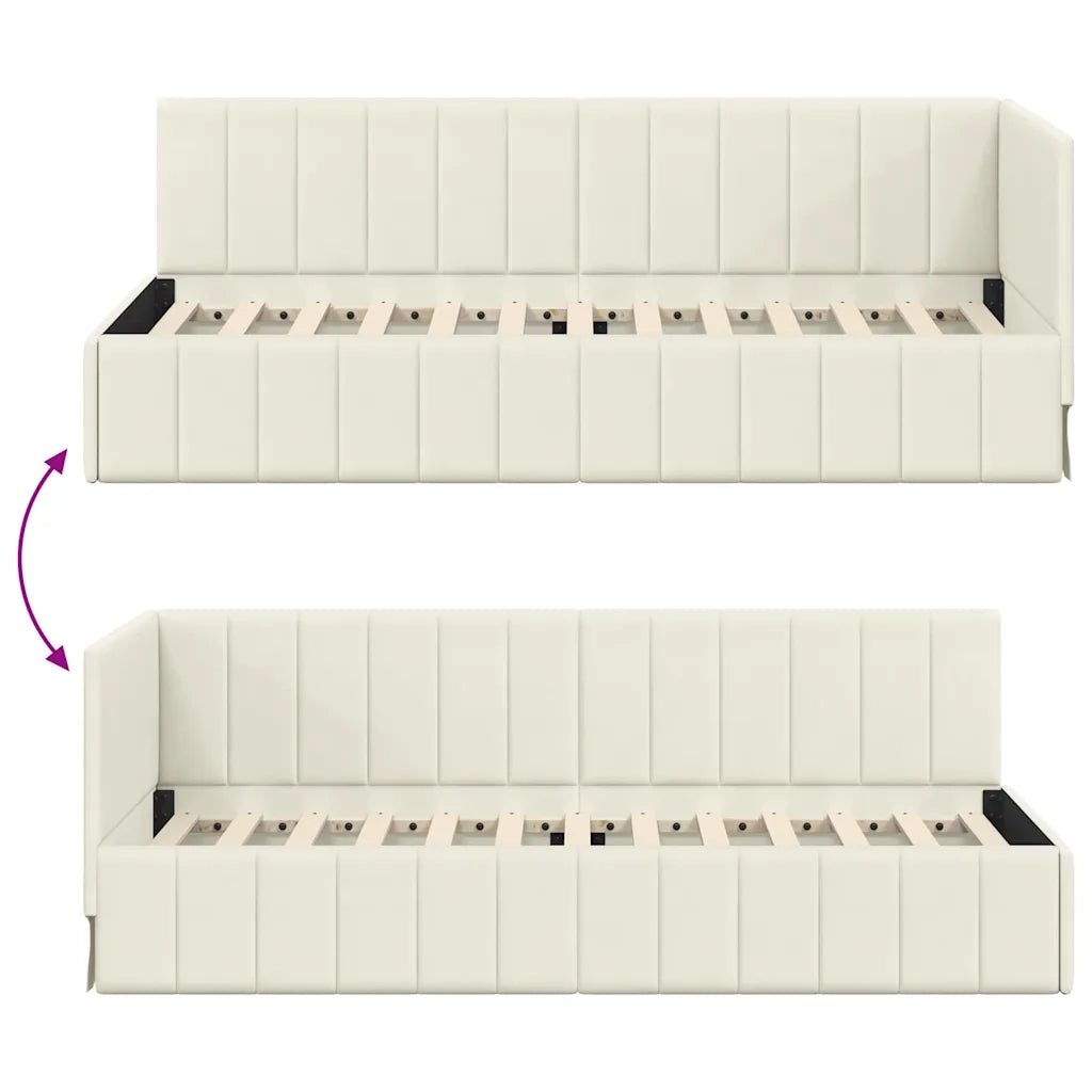 Cornice del letto ad angolo Crema 80 cm x 200 cm Velluto 42016294