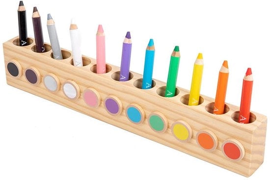 Organizzatore per penne in legno, 16,4 x 1,5 x 2,7 pollici, Organizzatore per bambini con 11 compartimenti, Organizzatore per ufficio per bambini, Cassa per penne per scuola, ufficio e casa