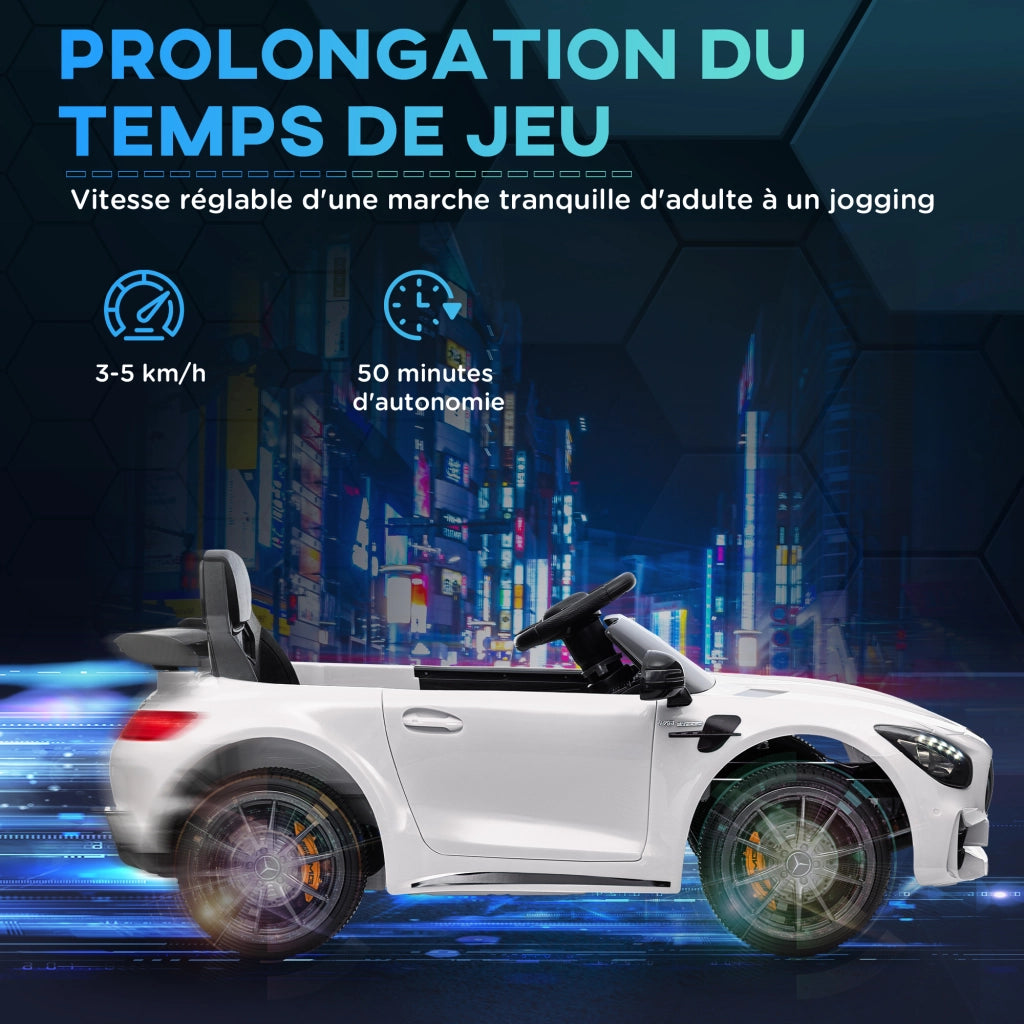 Auto elettrica per bambini Mercedes-Benz AMG GTR 12V telecomando 2.4G ¨C zephmum ¨C 108x67x46 bianco