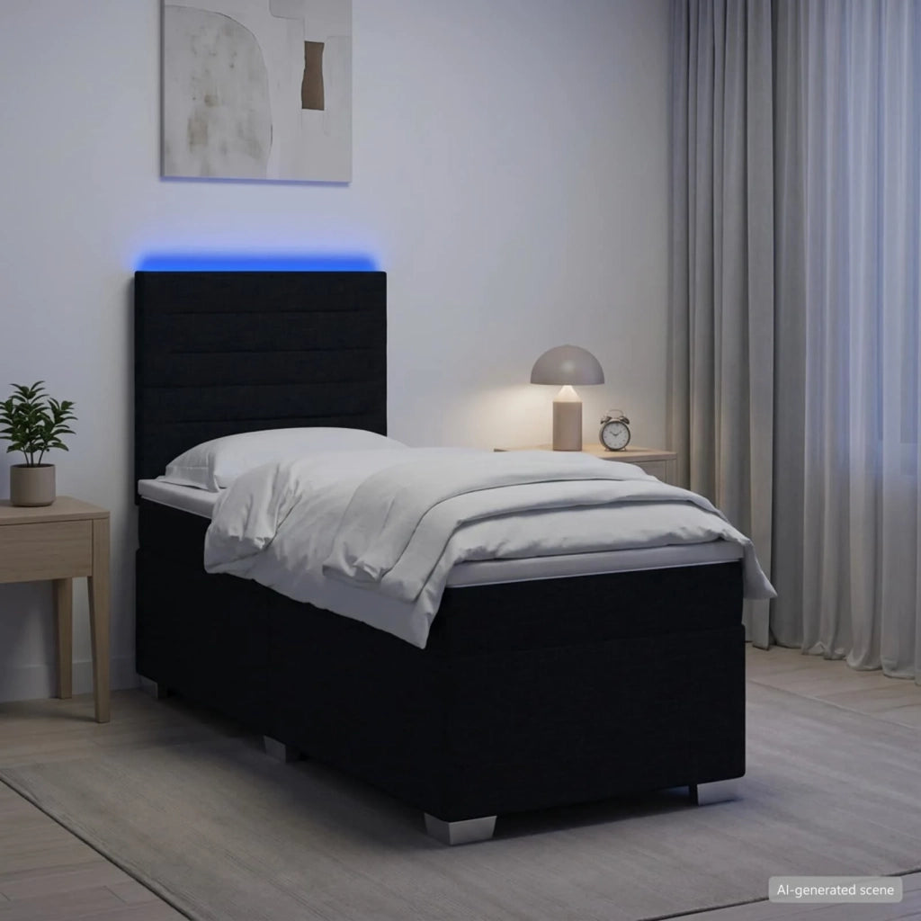 Letto box spring con materasso Nero 80 x 200 cm Tessuto 3454735