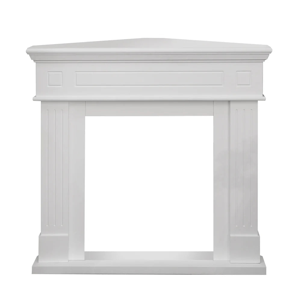 Cornice per camino ad angolo rivestimento in legno L110xP63xH102 Ford Bianco
