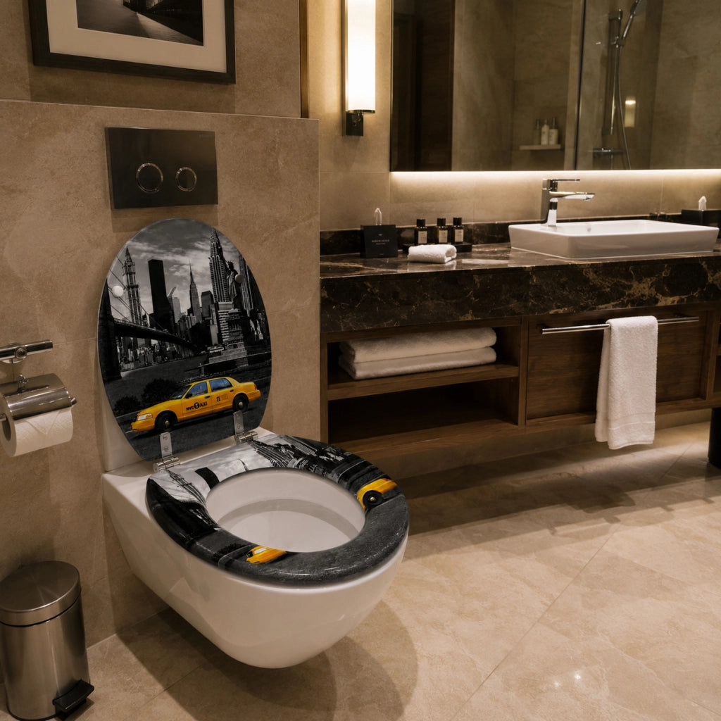 Sedile Copriwater Universale MDF Statua della Libertà Taxi 420x355 mm 52974A
