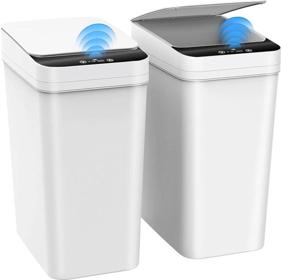 Set di 2 Cestini Sensorizzati, Cestino da Bagno 10L, Cestino Elettrico con coperchio, Cestino da Bagno, Cestino Automatico per Ufficio/Bagno/Cucina/Camera
