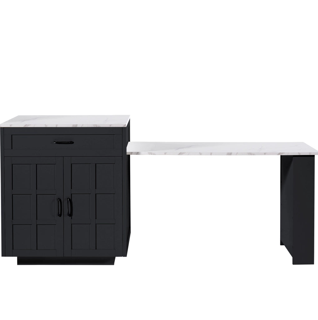 Tavolo bar allungabile 202x70x93.5 cm con spazio contenitivo in MDF nero