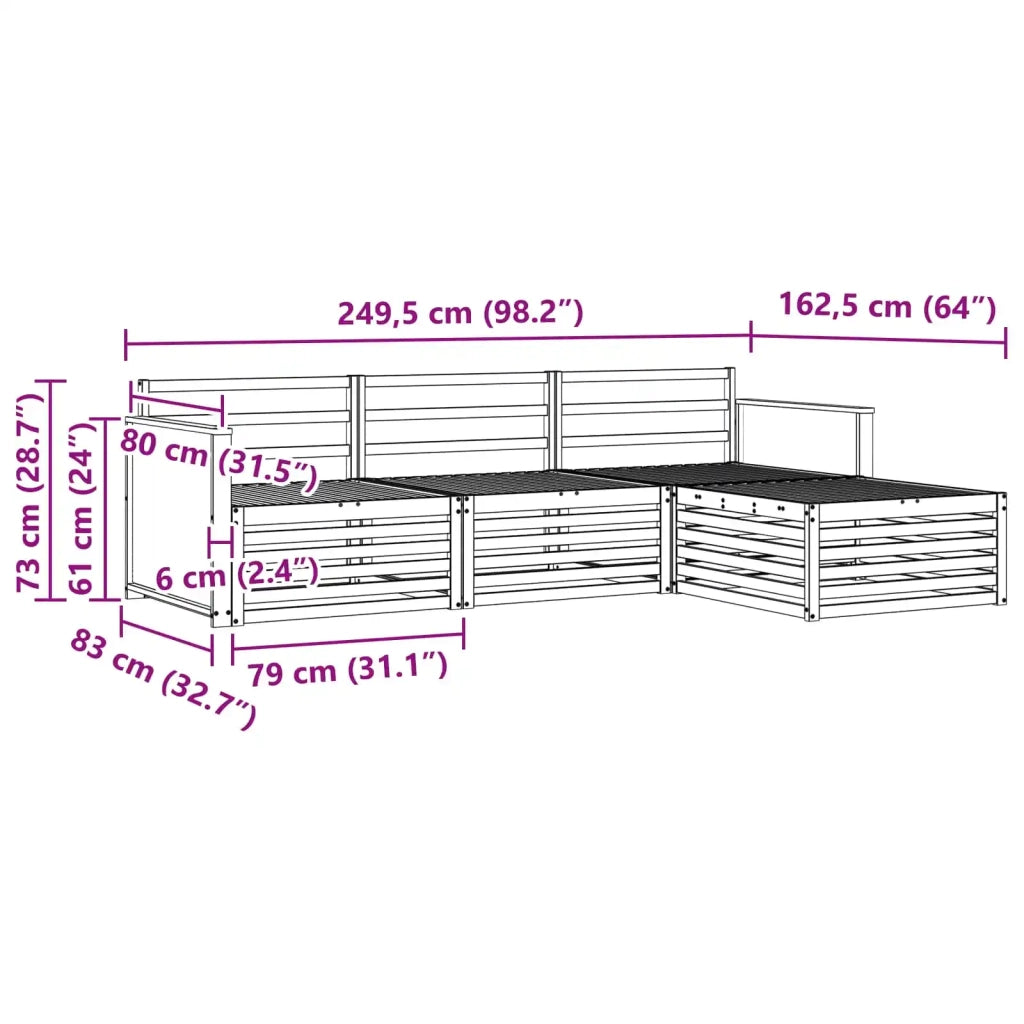 Set di divani da esterno 4 pz Naturale Legno di Acacia Massello 3383192