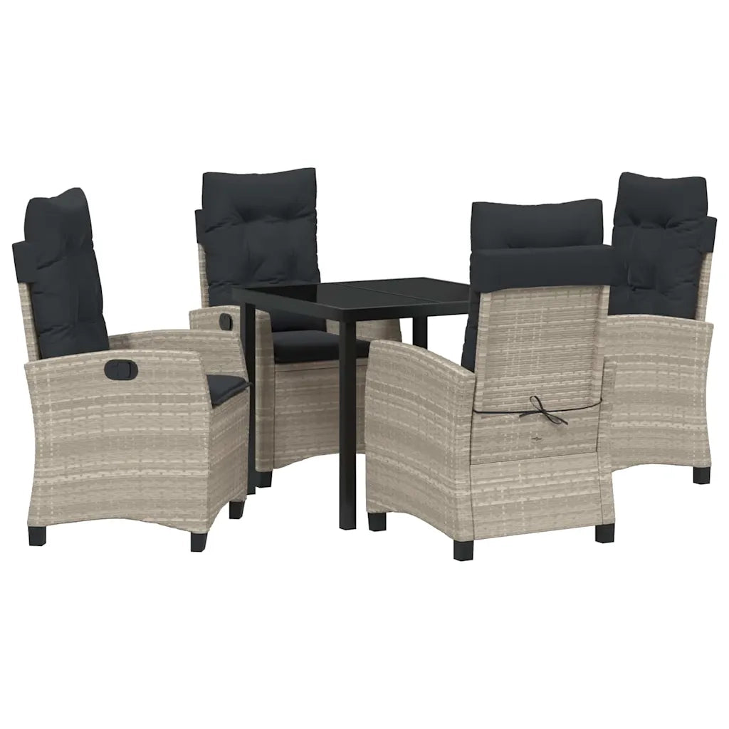 Set da Pranzo per Giardino 5 pcs Grigio chiaro polyrattan 3380408
