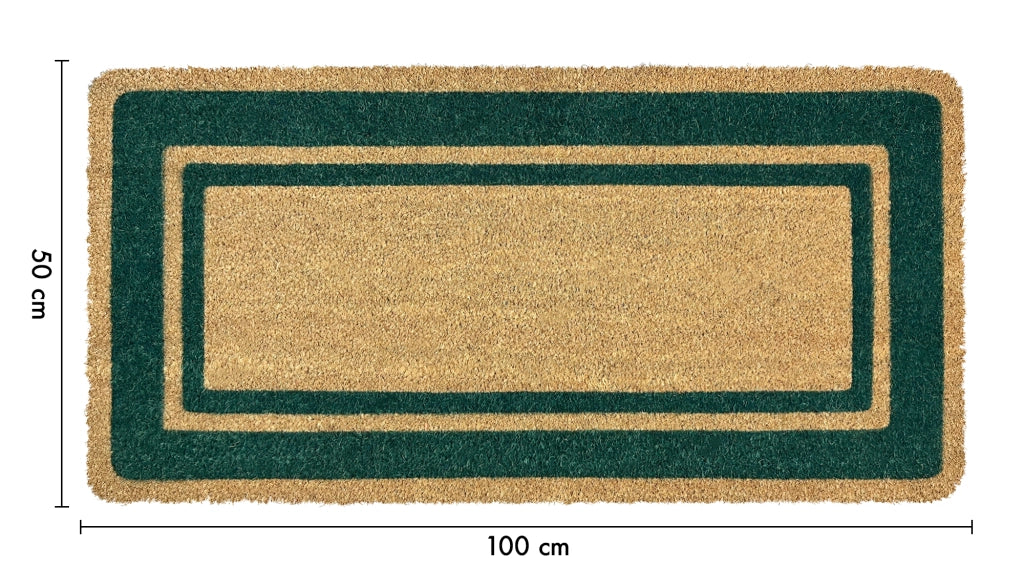  Zerbino Ingresso  In Cocco Naturale Misura XXL Grande Rettangolare 100 x 50 Cm Tappeto Asciugapassi Tappetino Antiscivolo Interno Esterno Porta Entrata Raschiafango - Verde