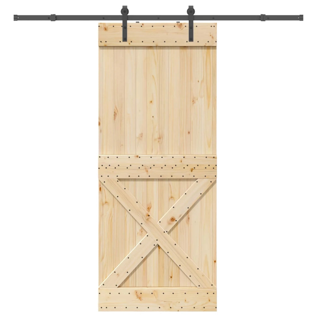 Porta scorrevole NARVIK Naturale e Nero 95 x 210 cm (213,5 cm)