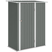 Capanno Porta Attrezzi 142x86x189 cm con Tetto Inclinato e Porta Bloccabile in Metallo Grigio Chiaro