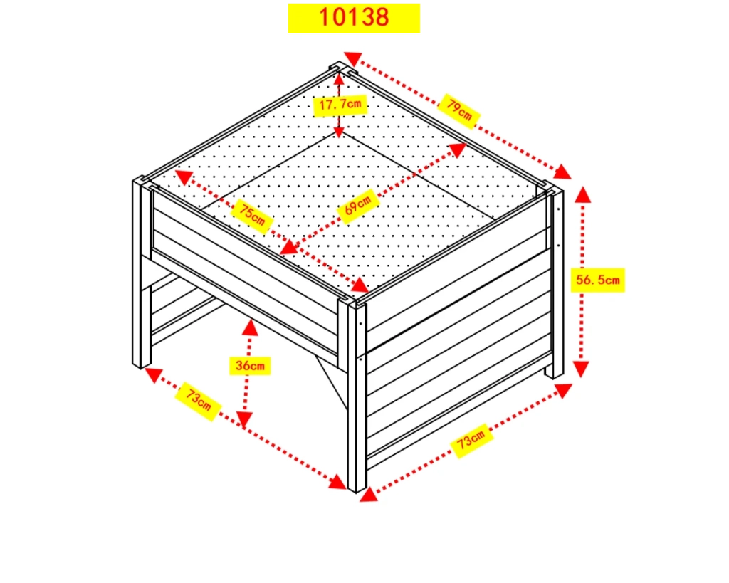 Aiuola rialzata e garage per robot tosaerba in legno di abete rosso, resistente alle intemperie, inclusa fioriera 79 x 73 x 56 cm