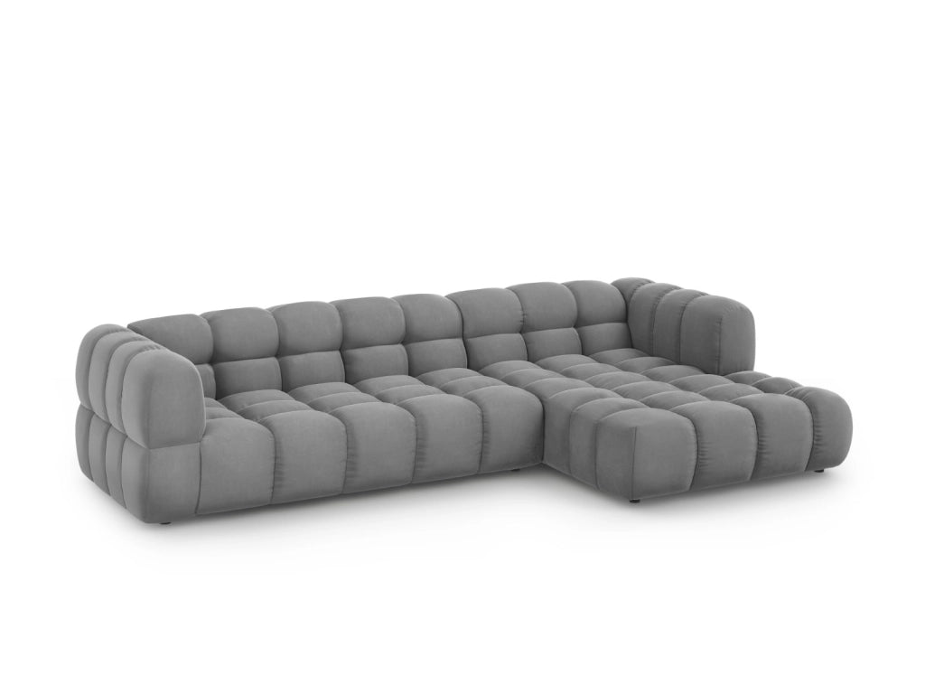 Cosmopolitan Design - Divano angolare modulare destro "Sky" 4 posti in velluto grigio chiaro 