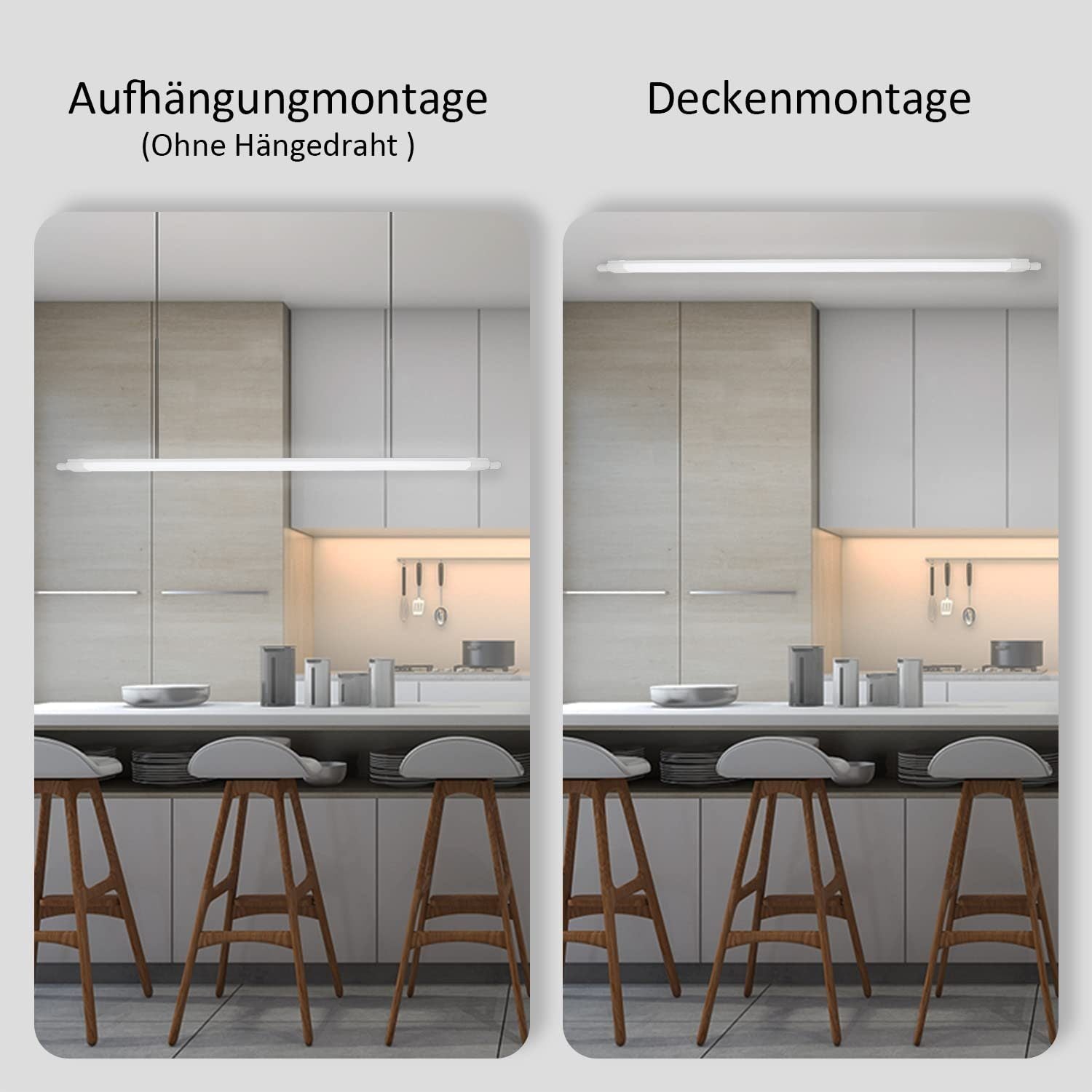 ZMH Lampada da soffitto impermeabile tubo fluorescente 120 cm