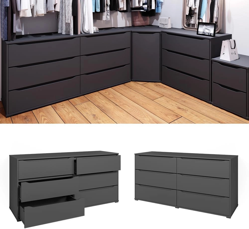 Cassettiera per camera da letto Ruben, Antracite, 48 x 77.6 cm, per riporre abiti e oggetti di uso quotidiano