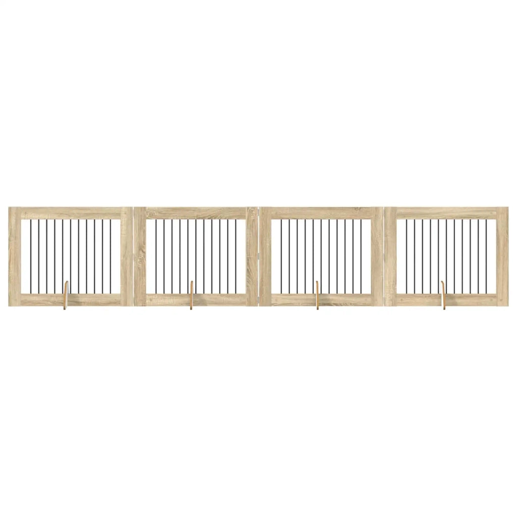 Cancello per cani con supporti 4 pcs Rovere Sonoma 100 x 80 cm 892062