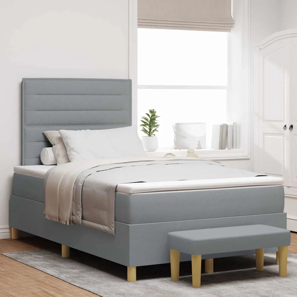 Letto a molle con materasso Grigio chiaro 120 x 190 cm Tessuto