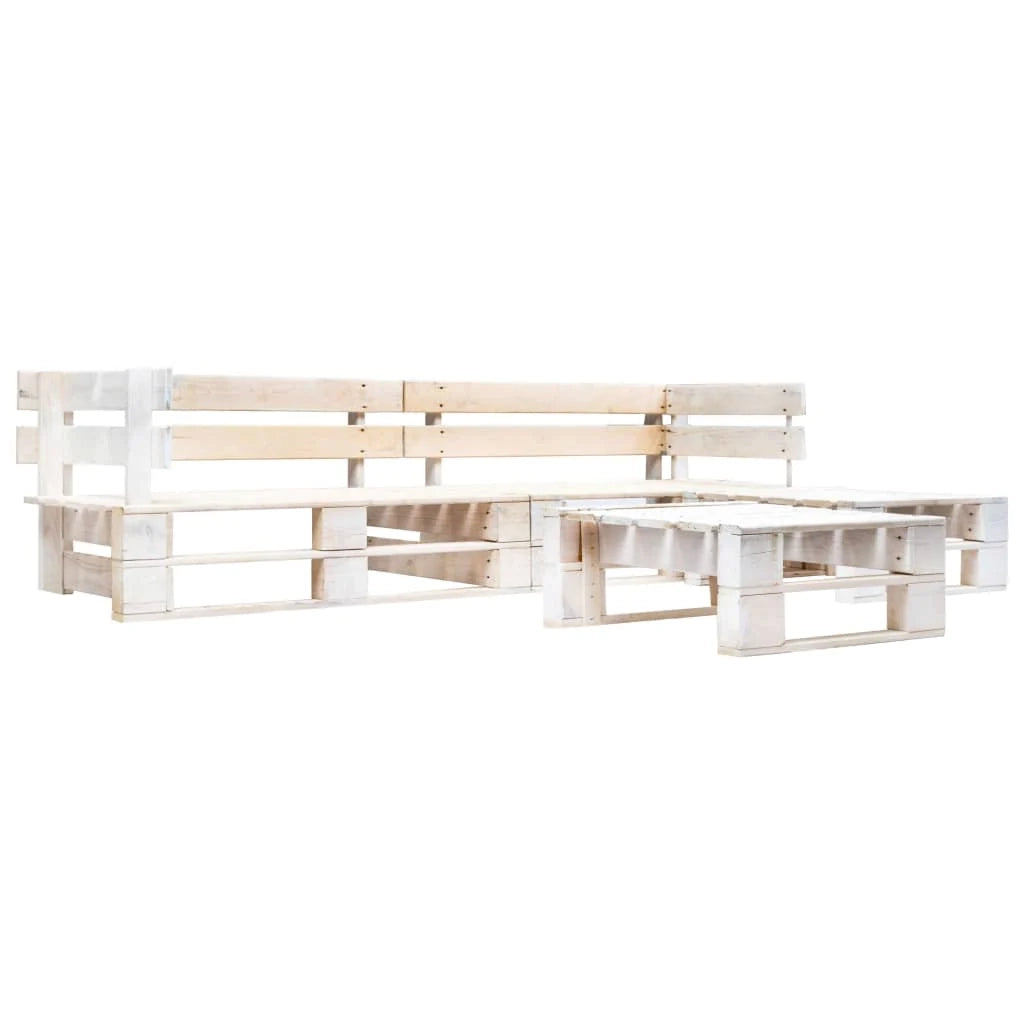 Set di mobili da giardino mobili da esterno set di mobili in pallet da 4 pezzi legno bianco 02_0018376